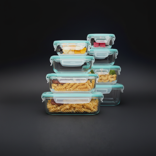 Vtopmart 8 Pack Glass Food Storage Containers  Meal Prep  Airtight Bento Boxes with Leak Proof Locking Lids for Microwave Oven Freezer and Dishwasher BPA Free