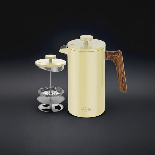 IKAPE French Press Coffee Maker 34 OZ 304 Stainless Steel Espresso Coffee & Tea Maker with 4 Level Filtration System(Yellow)