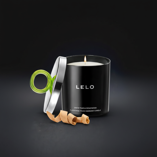 LELO Flickering Touch Massage Candle Melts into Massage Oil Scented Candle Body Massage Oil Luxury Skin Treatment Snow Pear & Cedarwood Scent
