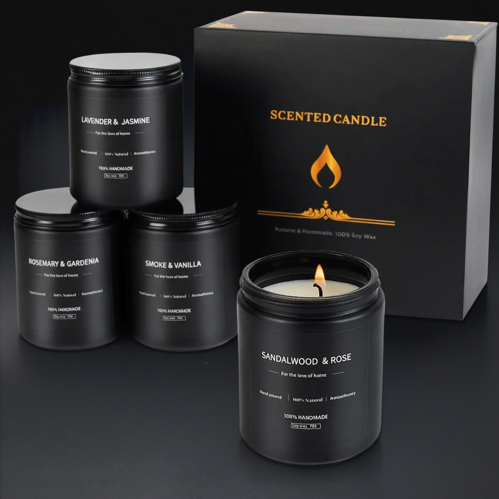 4 Pack Scented Candles for Men - Candles for Home Scented Soy Candles Scented Candles Set Men Candle Set Lavender/Rosemary & Gardenia/Sandalwood & Rose/Vanilla