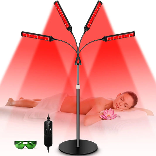 Viconor Red Light Therapy Lamp4 Head Infrared Light Therapy for Body Device with Adjustable Stand-660nm Red Light&850nm Near Infrared Light Therapy Device for FaceBodyPainSkin at Home