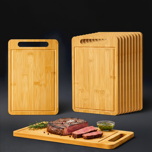 10 Pcs Bamboo Wood Cutting Board with Handle 12 x 7.8 Inch Bamboo Wooden Serving Board Kitchen Chopping Boards for Pizza Bread Cheese Charcuterie Fruit Vegetables (Fresh Square Board)